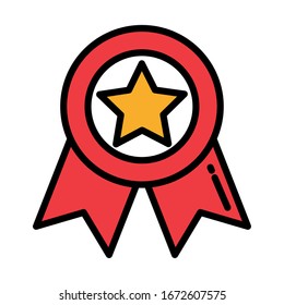 badge with red ribbon on white background vector illustration design