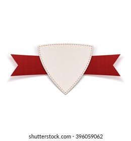 Badge with red Ribbon and Place for Text