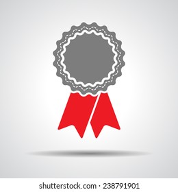 badge with red ribbons icon - vector illustration