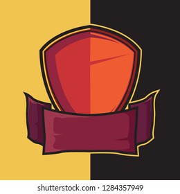 Badge red shield and sword for esport logo design elements