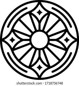Badge religious cross and the rays of the sun