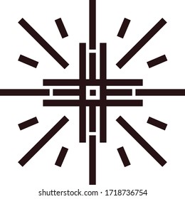 Badge religious cross and the rays of the sun
