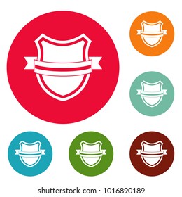 Badge retro icons circle set vector isolated on white background