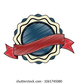 Badge with ribbon banner scribble