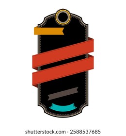 Badge with ribbon. Decorative abstract banner.