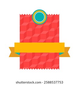 Badge with ribbon. Decorative abstract banner.