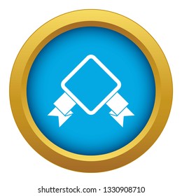 Badge with ribbon icon blue vector isolated on white background for any design