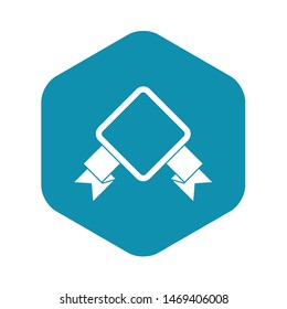 Badge with ribbon icon. Simple illustration of badge with ribbon vector icon for web
