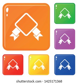 Badge with ribbon icons set collection vector 6 color isolated on white background