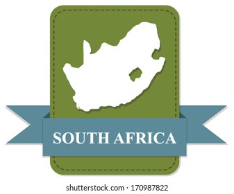 Badge with ribbon and map of South Africa