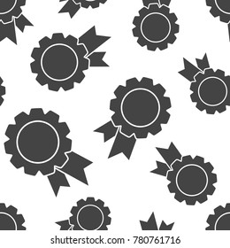 Badge with ribbon medal seamless pattern background. Business flat vector illustration. Award ribbon sign symbol pattern.