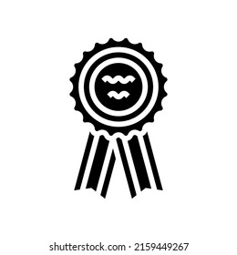 badge ribbon reward glyph icon vector. badge ribbon reward sign. isolated contour symbol black illustration