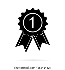 badge with ribbon in trendy flat style isolated on white background. 