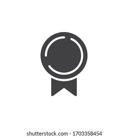 Badge with ribbon vector icon. Blank label filled flat sign for mobile concept and web design. Promotion, price tag glyph icon. Symbol, logo illustration. Vector graphics