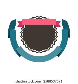 Badge with ribbon. Winning award, prize or medal.