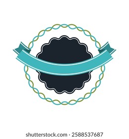 Badge with ribbon. Winning award, prize or medal.