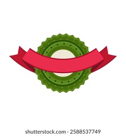 Badge with ribbon. Winning award, prize or medal.