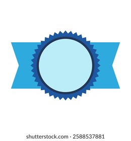 Badge with ribbon. Winning award, prize or medal.