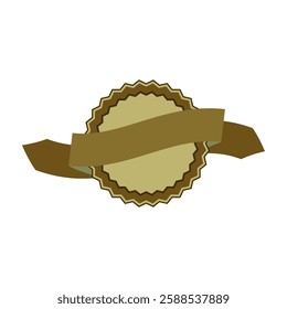 Badge with ribbon. Winning award, prize or medal.