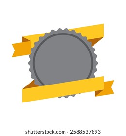 Badge with ribbon. Winning award, prize or medal.