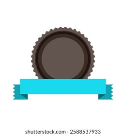 Crachá com fita. Prêmio, prêmio ou medalha vencedora.