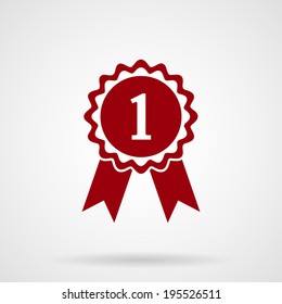 Badge With Ribbons or Award Icon vector on white background