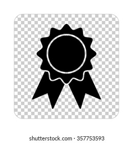 badge with ribbons  - black vector icon