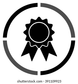 badge with ribbons  - black vector icon
