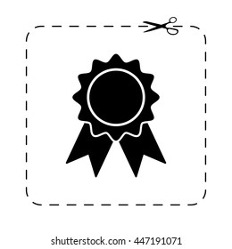 badge with ribbons  - black vector icon