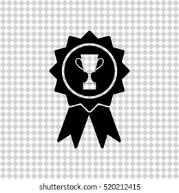 Badge with ribbons - black  vector icon