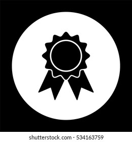 badge with ribbons  - black vector icon