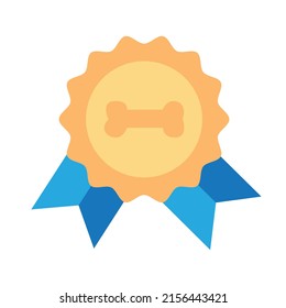 Badge with ribbons. Dog paw. Vector illustration