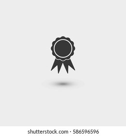 badge with ribbons flat icon