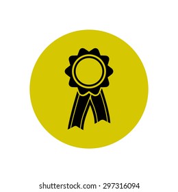  Badge with ribbons icon. Award rosette with ribbon symbol.