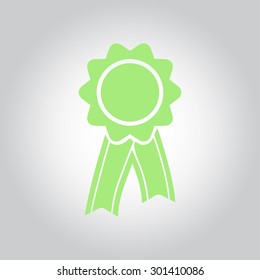  Badge with ribbons icon. Award rosette with ribbon simbol.