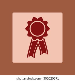  Badge with ribbons icon. Award rosette with ribbon simbol.