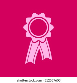  Badge with ribbons icon. Award rosette with ribbon simbol.