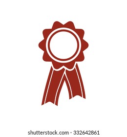  Badge with ribbons icon. Award rosette with ribbon simbol.