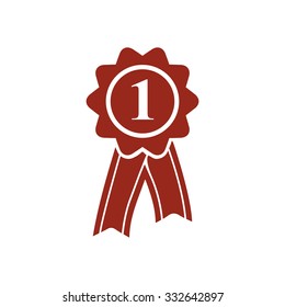  Badge with ribbons icon. Award rosette with ribbon simbol.