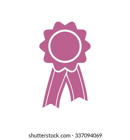  Badge with ribbons icon. Award rosette with ribbon simbol.