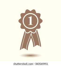  Badge with ribbons icon. Award rosette with ribbon simbol.