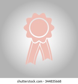 Badge with ribbons icon. Award rosette with ribbon symbol.