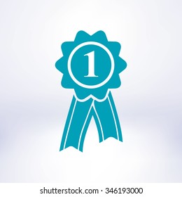  Badge with ribbons icon. Award rosette with ribbon symbol.