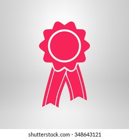  Badge with ribbons icon. Award rosette with ribbon symbol.