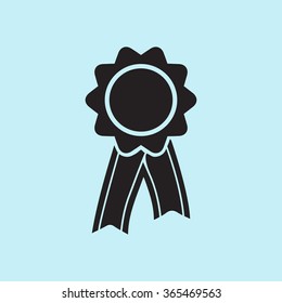  Badge with ribbons icon. Award rosette with ribbon simbol.