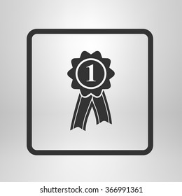  Badge with ribbons icon. Award rosette with ribbon symbol.