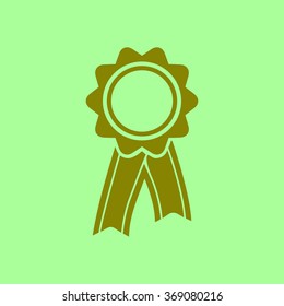 Badge with ribbons icon. Award rosette with ribbon simbol.
