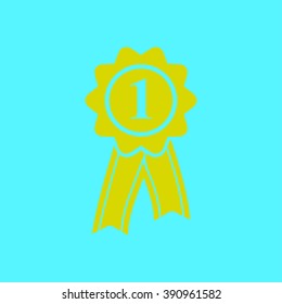  Badge with ribbons icon. Award rosette with ribbon symbol.