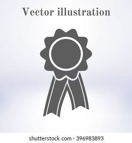  Badge with ribbons icon. Award rosette with ribbon simbol.