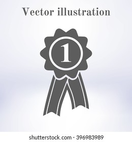  Badge with ribbons icon. Award rosette with ribbon simbol.